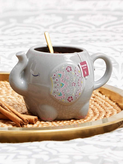 Mandala Elephant Grey Tea or Coffee Mug