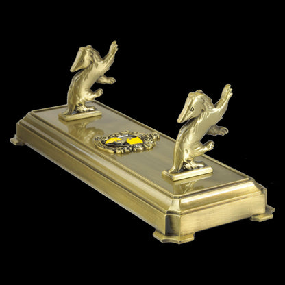 The Noble Collection Harry Potter Hufflepuff Wand Stand - 8in (20cm) Gold-Coloured Individual Wand Stand - Harry Potter Film Set Movie Props Wands Gifts