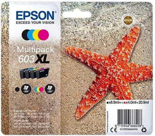 Epson 603XL Starfish High Yield Genuine Multipack, 4-Colours Ink Cartridges