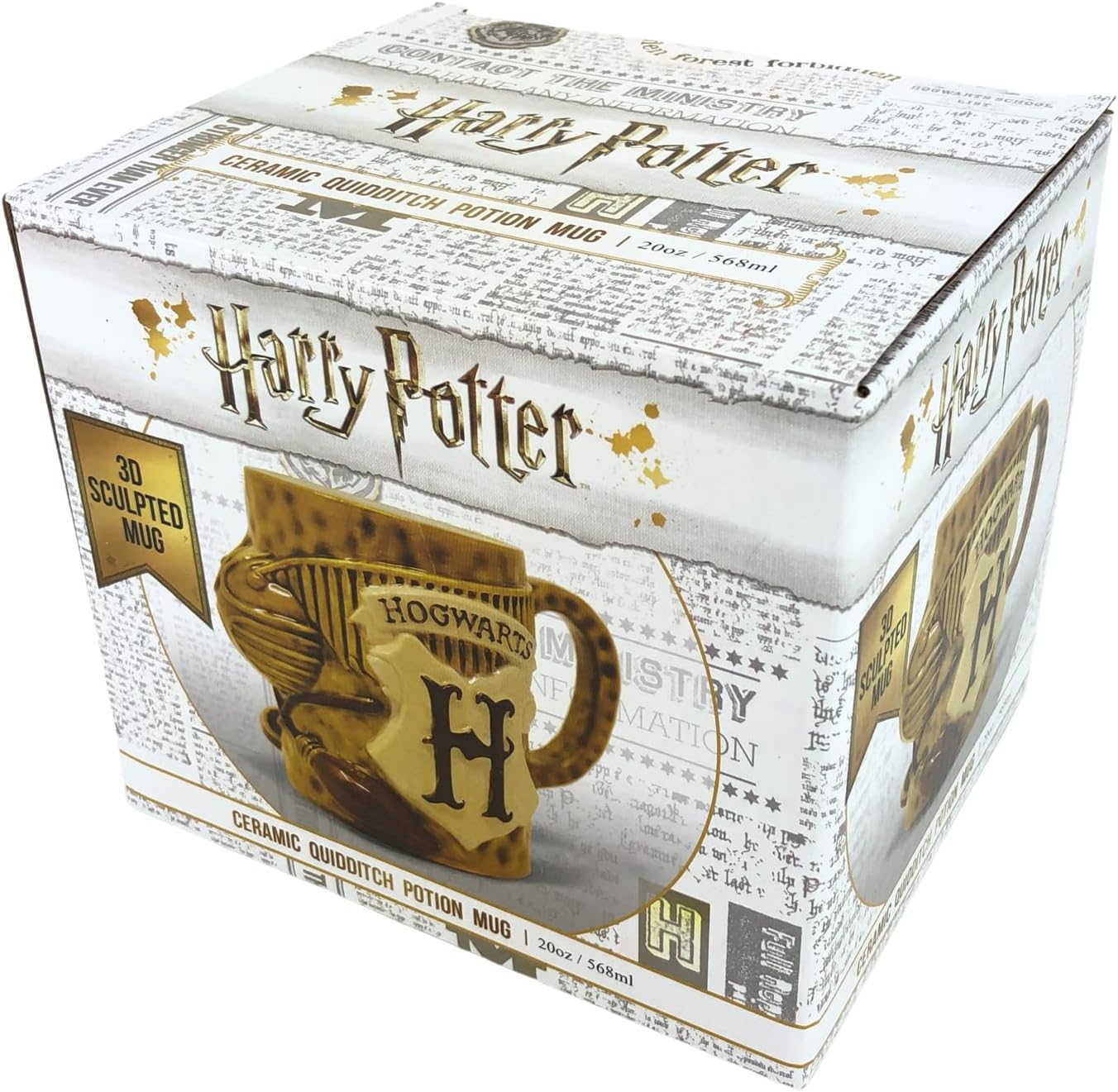 HARRY POTTER SCMG25063 3D Quidditch Golden Snitch Mug in Presentation Box - Official Merchandise, Brown Black