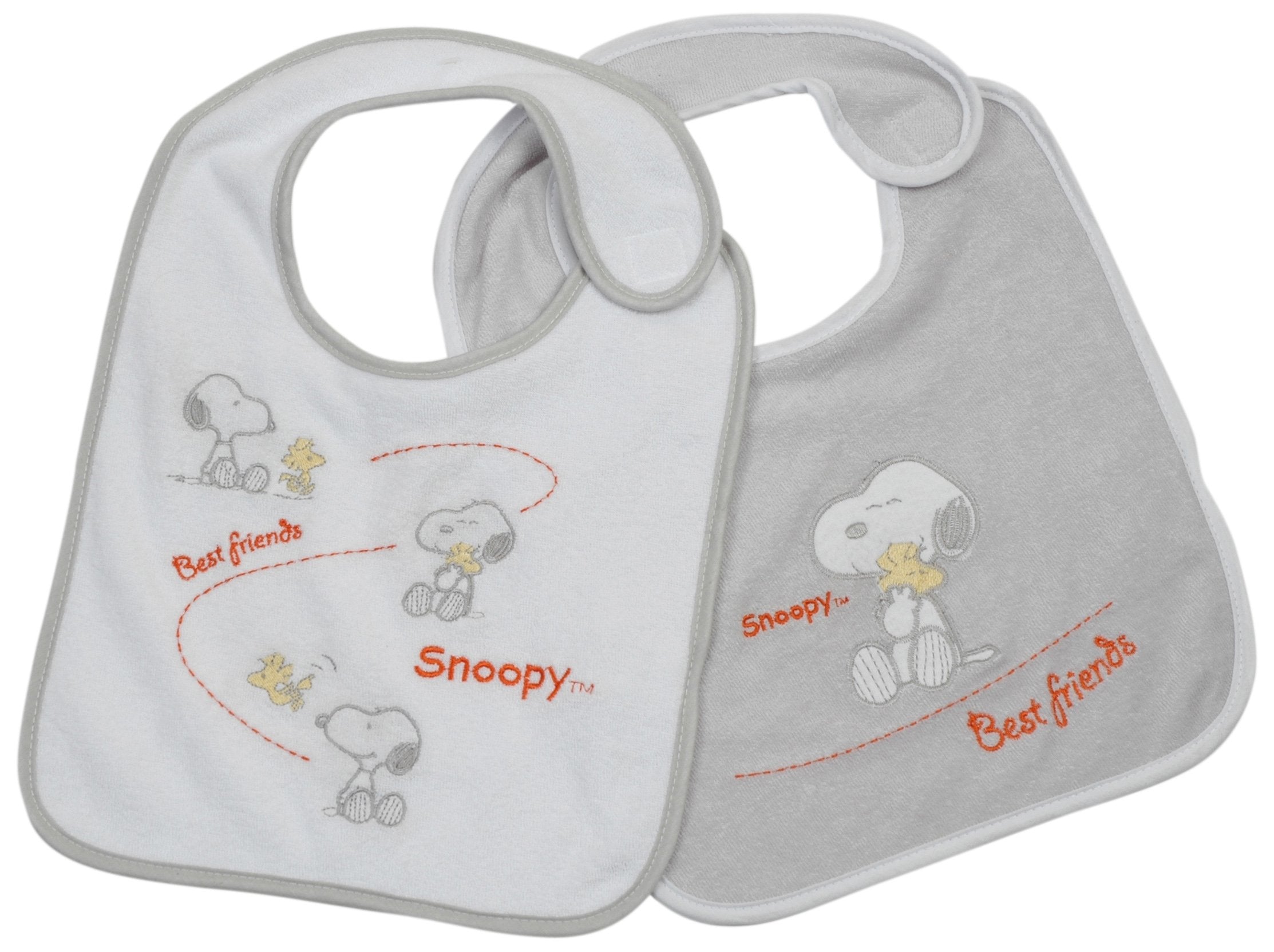 Snoopy 401154/1 Bibs Set of 2 Velcro Sponge with Embroidery