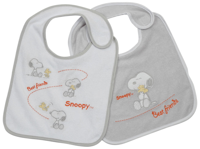 Snoopy 401154/1 Bibs Set of 2 Velcro Sponge with Embroidery