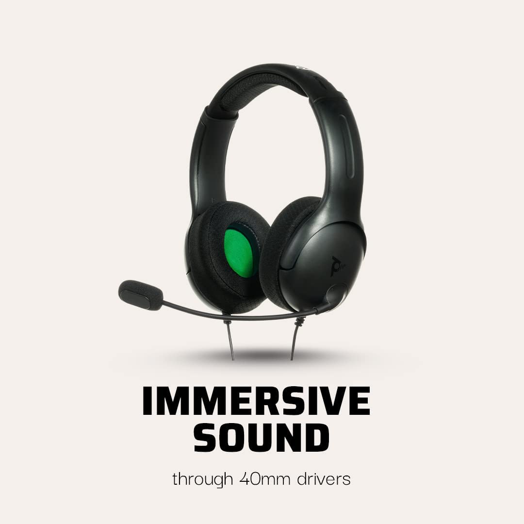 PDP Gaming LVL40 Stereo Headset with Mic for Xbox One, Series X|S - PC, iPad, Mac, Laptop Compatible - Noise Cancelling Microphone, Lightweight, Soft Comfort On Ear Headphones, 3.5 mm Jack - Black
