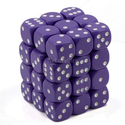DND Dice Set-Chessex D&D Dice-12mm Opaque Purple and White Plastic Polyhedral Dice Set-Dungeons and Dragons Dice Includes 36 Dice – D6 (CHX25807