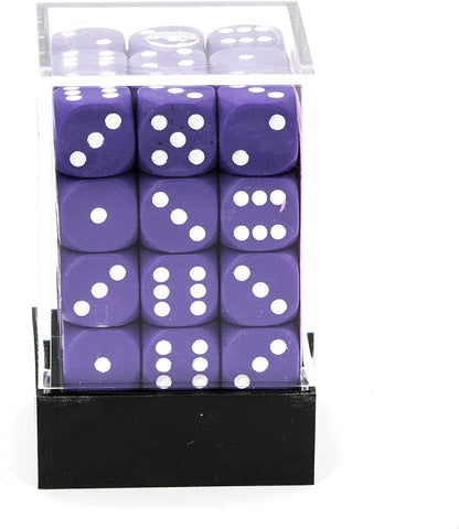 DND Dice Set-Chessex D&D Dice-12mm Opaque Purple and White Plastic Polyhedral Dice Set-Dungeons and Dragons Dice Includes 36 Dice – D6 (CHX25807