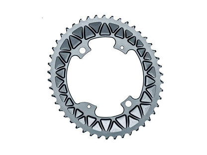 ABSOLUTEBLACK Chainring Ø110mm Outer (double) 46T 4 holesGrey, Aluminium 7075, Oval, 2x10/11