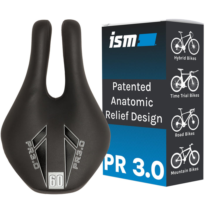 ISM PR Series Noseless Bicycle Seat - Anatomic Relief Bicycle Saddle for Hybrid Bikes, Time Trial Bikes, Road Bikes, and Mountain Bikes - No Nose Bike Saddle for Reduced Numbness and Discomfort