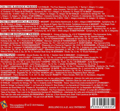 5 CD 100 Classical Music Pieces, Baroque, Classical, Romantic, Piano and Strings Music, Mozart, Chopin, Bach...