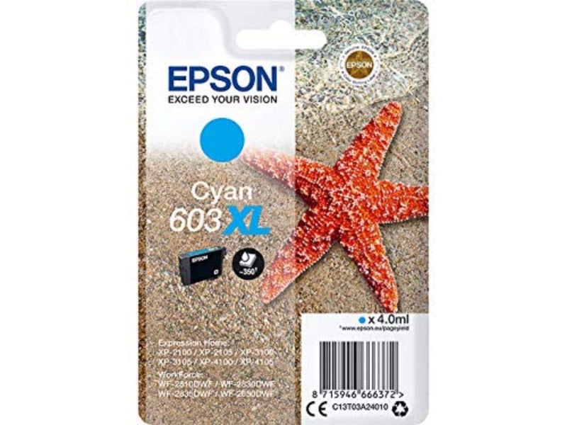 Epson 603XL Cyan Starfish High Yield Genuine, Ink Cartridge