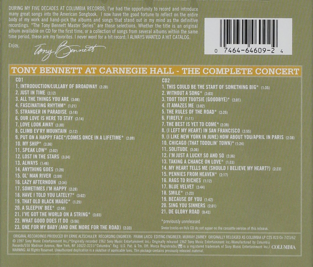 Tony Bennett-At Carnegie Hall -2Cd