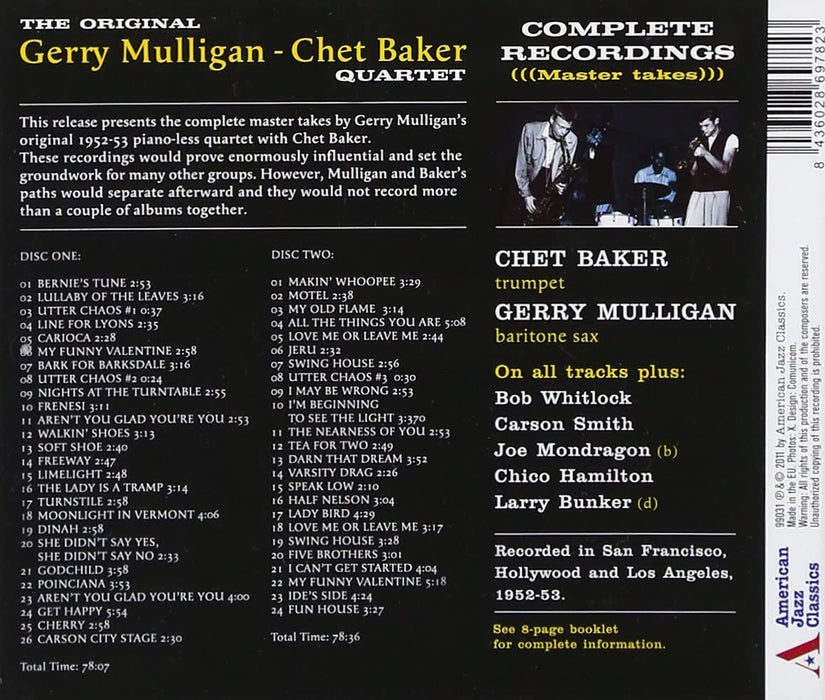 Gerry Mulligan & Chet Baker Quart - Complete Recordings Master Takes