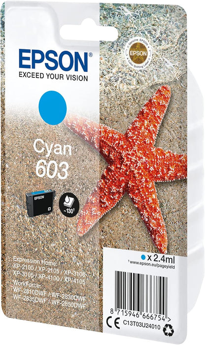 Epson 603 Cyan Starfish Genuine, Ink Cartridge, Standard Capacity
