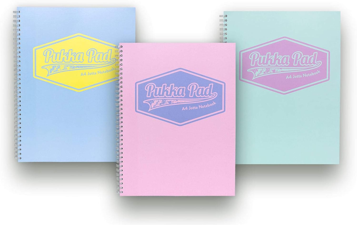 Pukka Pad Pastel Jotta Pad, A4, Pack of 3 & Highlighter - STABILO BOSS Original Pastel - Pack of 6 - Milky Yellow, Creamy Peach, Pink Blush, Lilac Haze, Hint of Mint, Touch of Turquoise + Highlighter