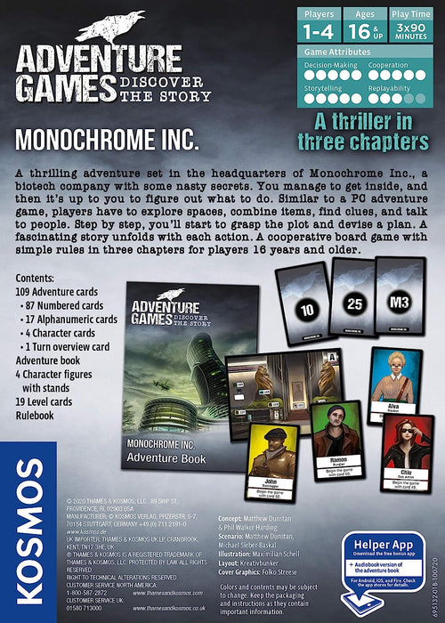 Thames & Kosmos, 695132, Adventure Game: Monochrome, Discover The Story, Cooperative Board Game,1-4 Players, Ages 16+