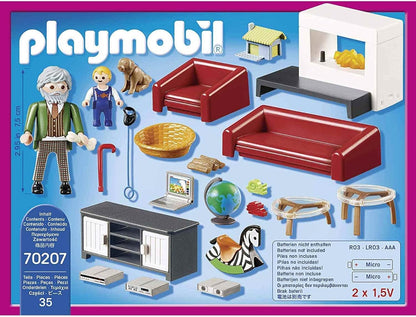 Playmobil 70207 Dollhouse Living Room with Fireplace, With Lighting Effect, for Children Ages 4+