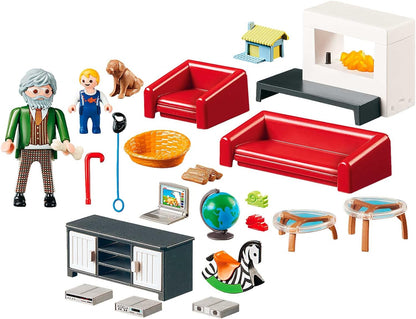 Playmobil 70207 Dollhouse Living Room with Fireplace, With Lighting Effect, for Children Ages 4+