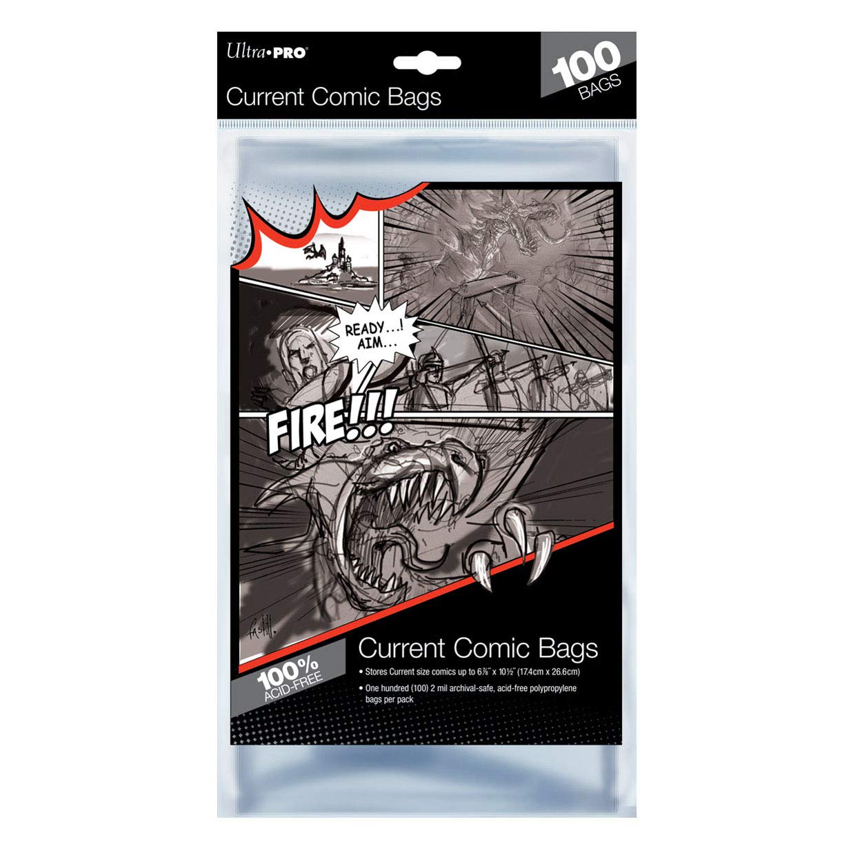 Ultra Pro 81975 Comic Bags-Current Size 17.5Cm X 26.5Cm (100Ct) X1, Multi Colour, 6-7/8 inch x 10-1/2 inch