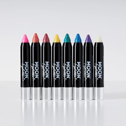 Smiffys Moon Glitter Iridescent Body Crayons, Green