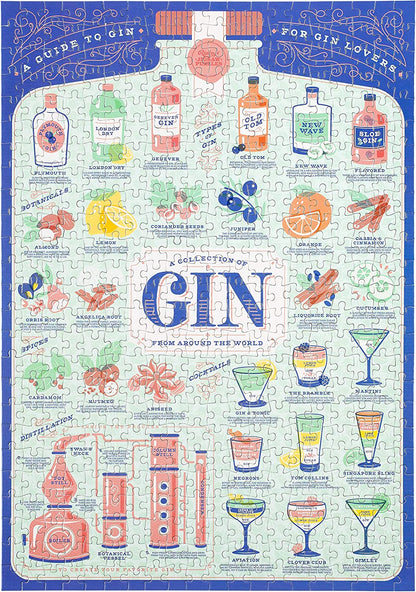Ridley’s Gin Lover’s 500-Piece Jigsaw Puzzle – Cocktails Puzzle with Informational Image, Sturdy Storage Tube Included – Activity Puzzle – Makes a Great Gift