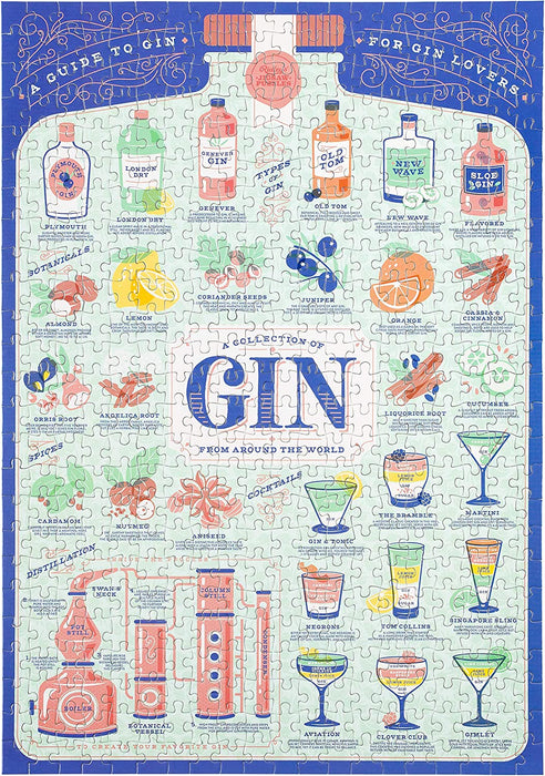 Ridley’s Gin Lover’s 500-Piece Jigsaw Puzzle – Cocktails Puzzle with Informational Image, Sturdy Storage Tube Included – Activity Puzzle – Makes a Great Gift