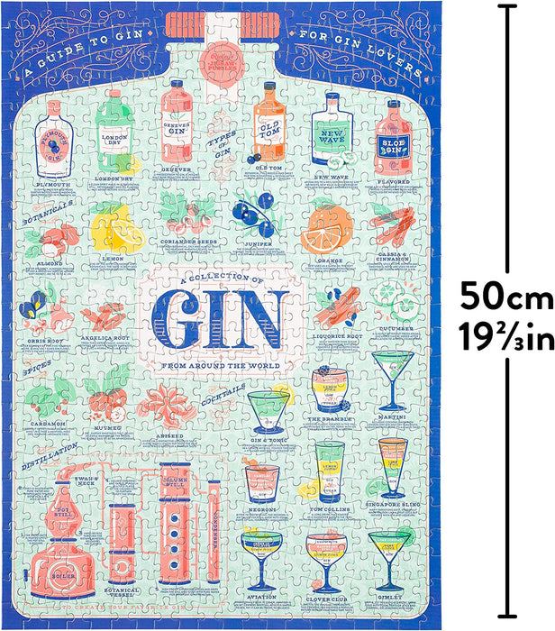 Ridley’s Gin Lover’s 500-Piece Jigsaw Puzzle – Cocktails Puzzle with Informational Image, Sturdy Storage Tube Included – Activity Puzzle – Makes a Great Gift