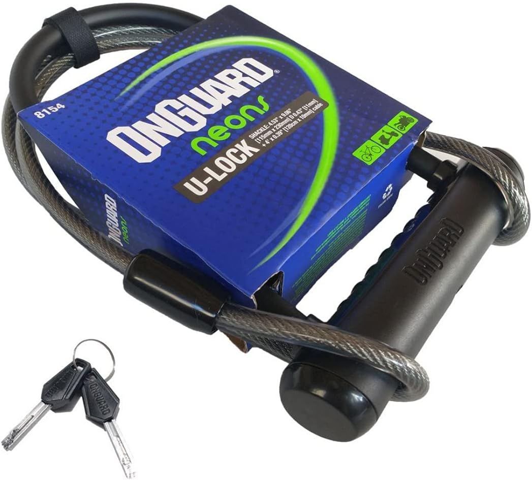 On Guard Neon U-Lock/Cable - Black - 115mm x 230mm x 13mm
