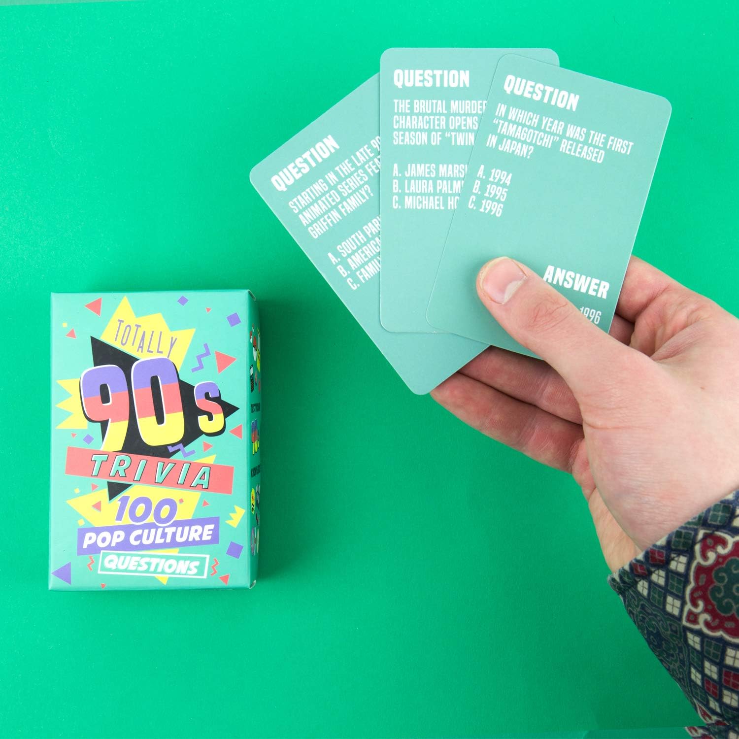 Gift Republic Totally 90s Trivia 100 Pop Culture Questions 1990s Quiz Question Cards Fun Trivia Card Game for Friends & Family