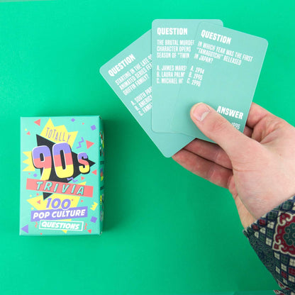 Gift Republic Totally 90s Trivia 100 Pop Culture Questions 1990s Quiz Question Cards Fun Trivia Card Game for Friends & Family