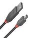 LINDY 1m USB 2.0 Type A to Mini-B Cable, Anthra Line, Black