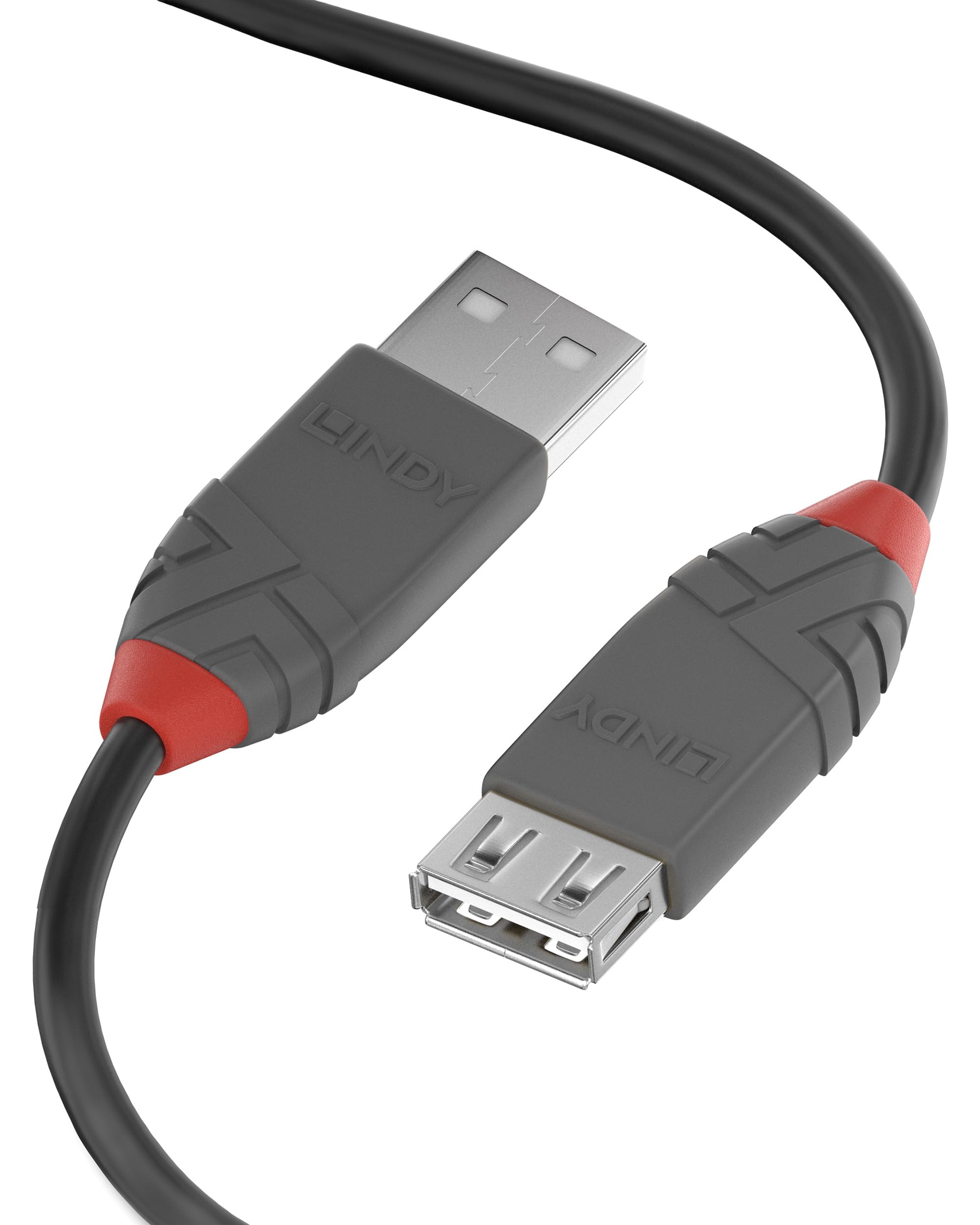 LINDY 36703 USB 2.0 Type A Extension Cable, Anthra Line - Black, 2m Anthra Line