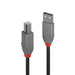 LINDY 2m USB 2.0 Type A to B Cable, Anthra Line, Black