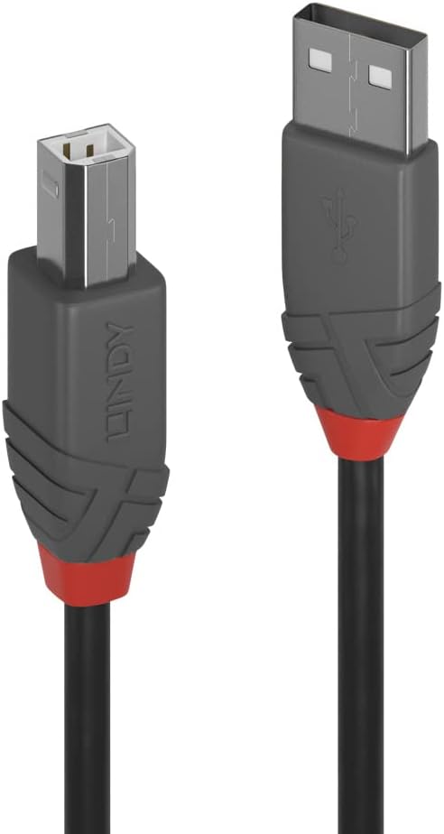 LINDY 36674 USB 2.0 Type A to B Cable, Anthra Line - Black