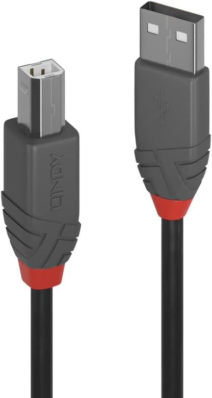 LINDY 36674 USB 2.0 Type A to B Cable, Anthra Line - Black