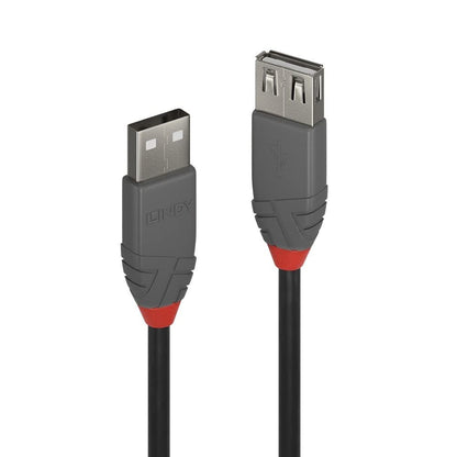 LINDY 36705 USB 2.0 Type A Extension Cable, Anthra Line - Grey