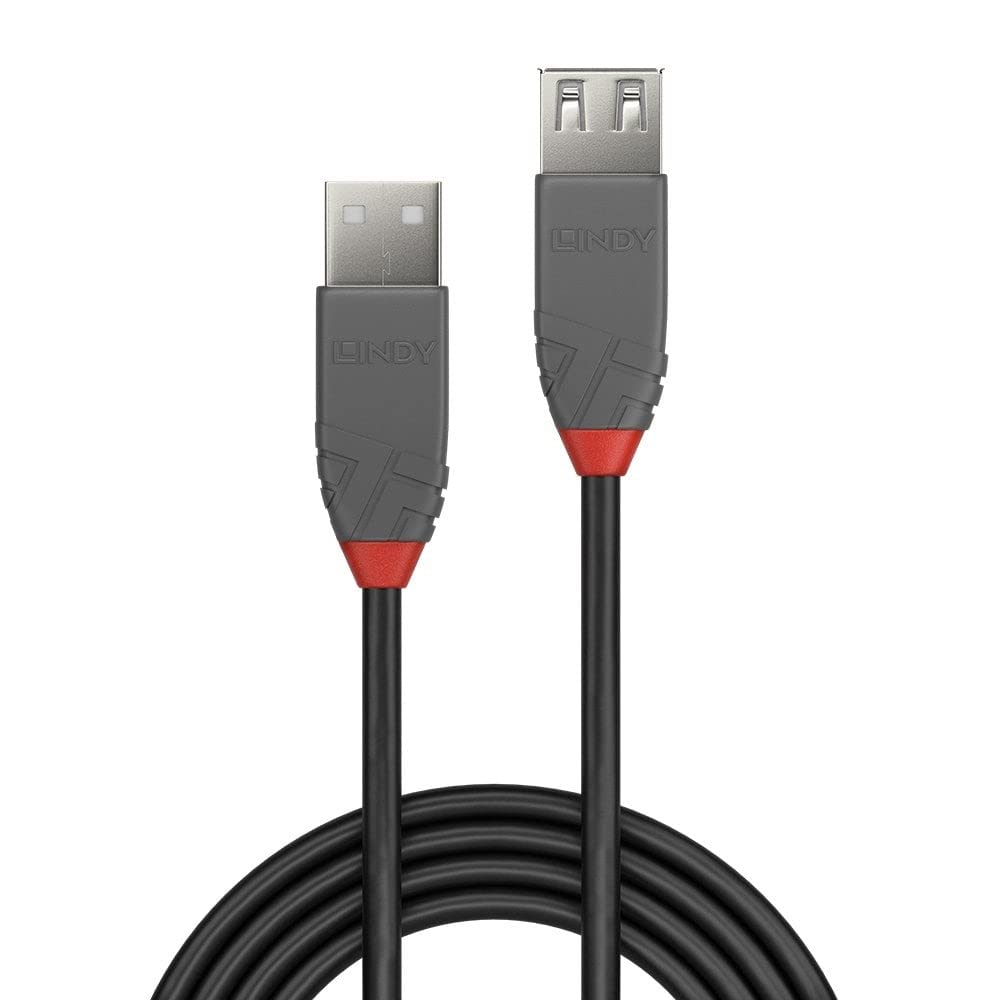 LINDY 36705 USB 2.0 Type A Extension Cable, Anthra Line - Grey