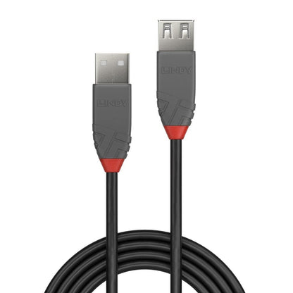 LINDY 36705 USB 2.0 Type A Extension Cable, Anthra Line - Grey