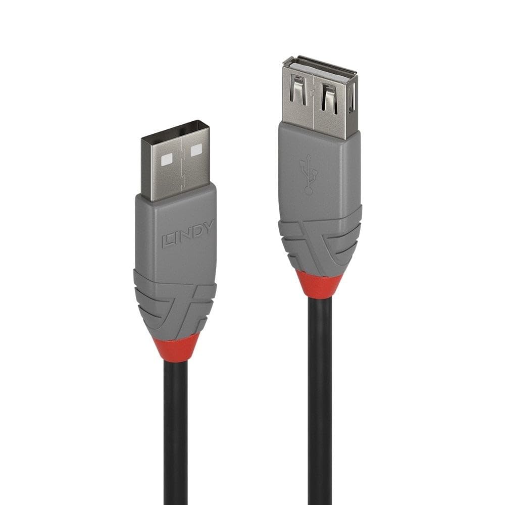 LINDY 36705 USB 2.0 Type A Extension Cable, Anthra Line - Grey