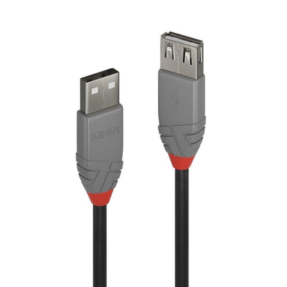 LINDY 36705 USB 2.0 Type A Extension Cable, Anthra Line - Grey
