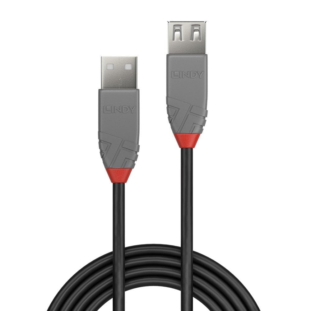 LINDY 36705 USB 2.0 Type A Extension Cable, Anthra Line - Grey
