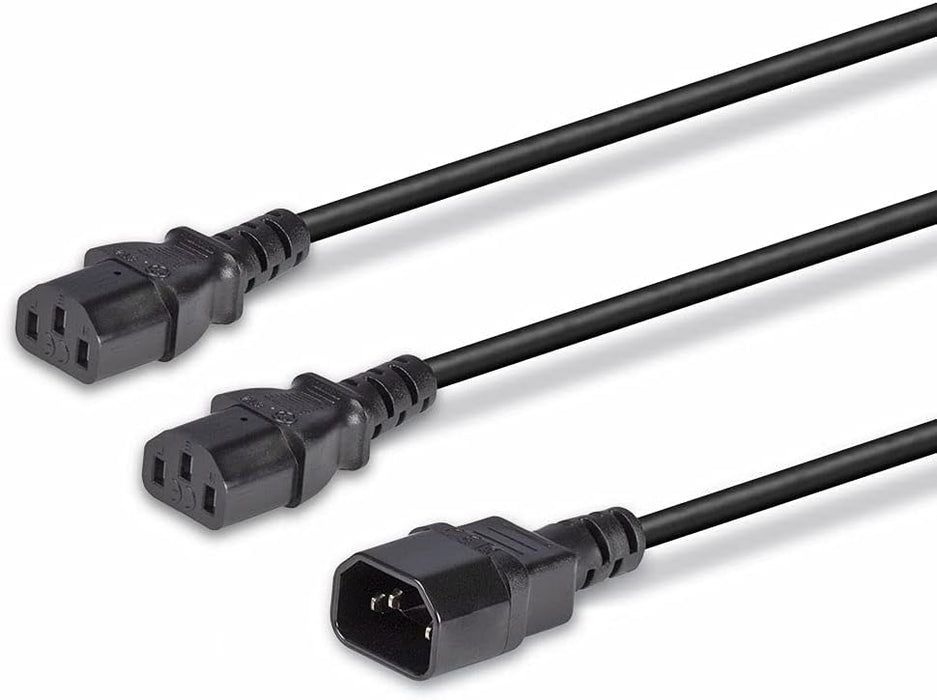 Lindy 30363 IEC C14 to 2 x IEC C13 Splitter Power Extension Cable, Black