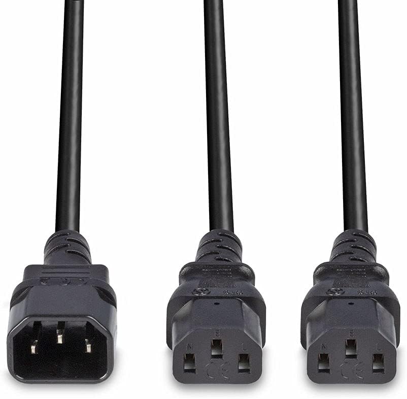 Lindy 30363 IEC C14 to 2 x IEC C13 Splitter Power Extension Cable, Black
