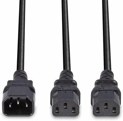 Lindy 30363 IEC C14 to 2 x IEC C13 Splitter Power Extension Cable, Black