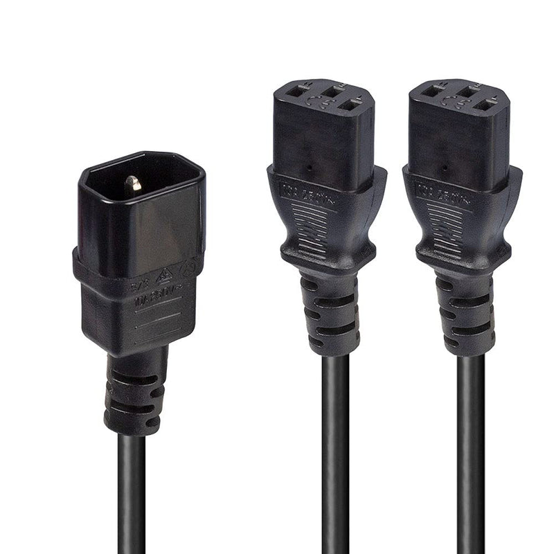 Lindy 30363 IEC C14 to 2 x IEC C13 Splitter Power Extension Cable, Black