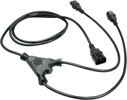 Lindy 30363 IEC C14 to 2 x IEC C13 Splitter Power Extension Cable, Black