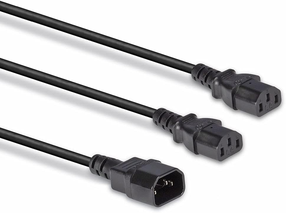 Lindy 30363 IEC C14 to 2 x IEC C13 Splitter Power Extension Cable, Black