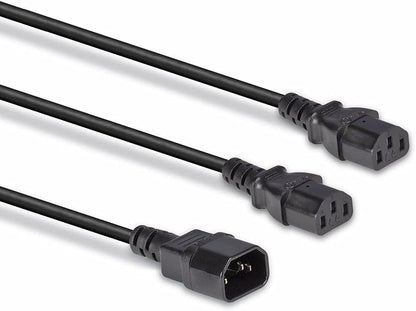 Lindy 30363 IEC C14 to 2 x IEC C13 Splitter Power Extension Cable, Black
