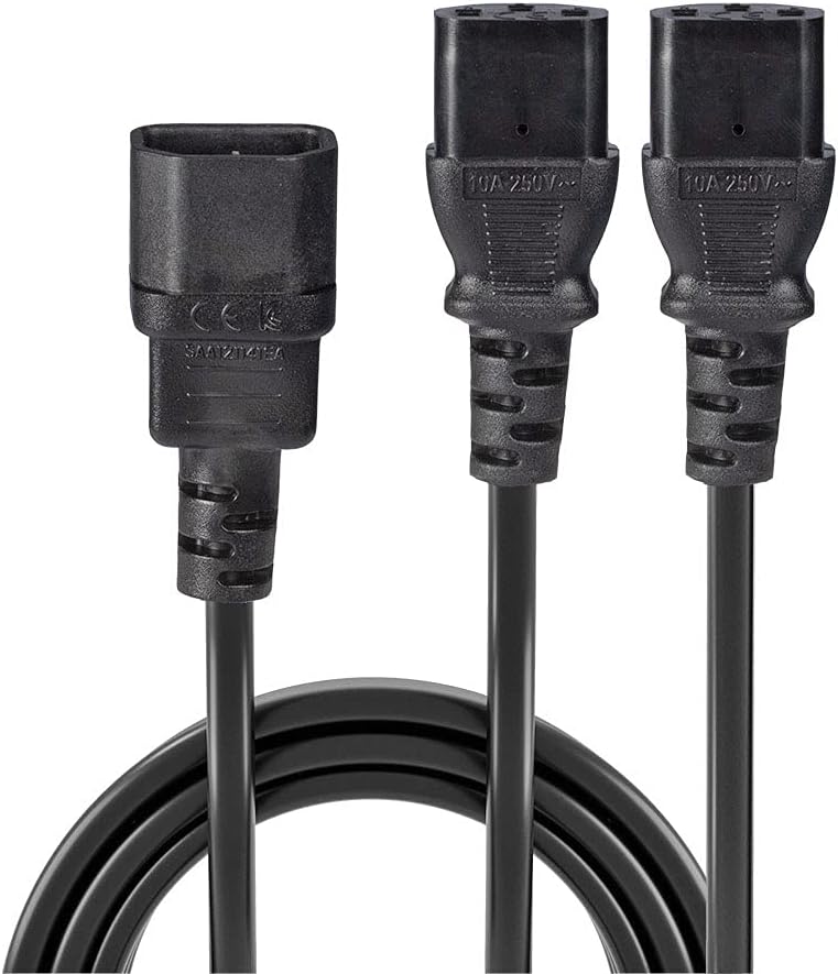 Lindy 30363 IEC C14 to 2 x IEC C13 Splitter Power Extension Cable, Black