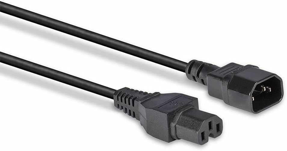 LINDY 30314 2m Hot Conditioned IEC Extension Cable IEC C14 to IEC C15 Power Lead - Black