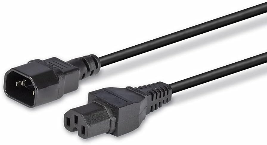 LINDY 30314 2m Hot Conditioned IEC Extension Cable IEC C14 to IEC C15 Power Lead - Black