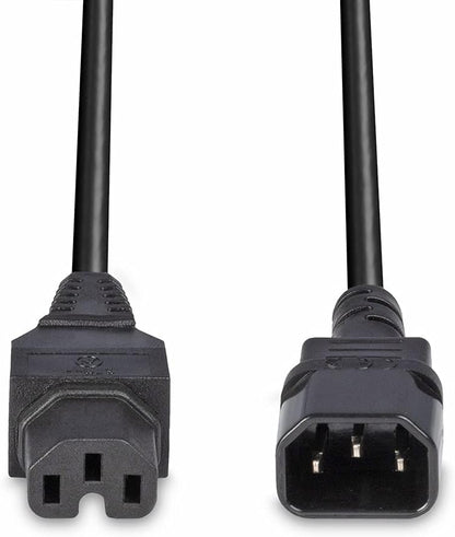 LINDY 30314 2m Hot Conditioned IEC Extension Cable IEC C14 to IEC C15 Power Lead - Black